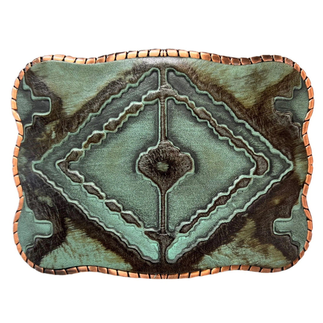 Embossed Leather Aztec Wallet Buckle
