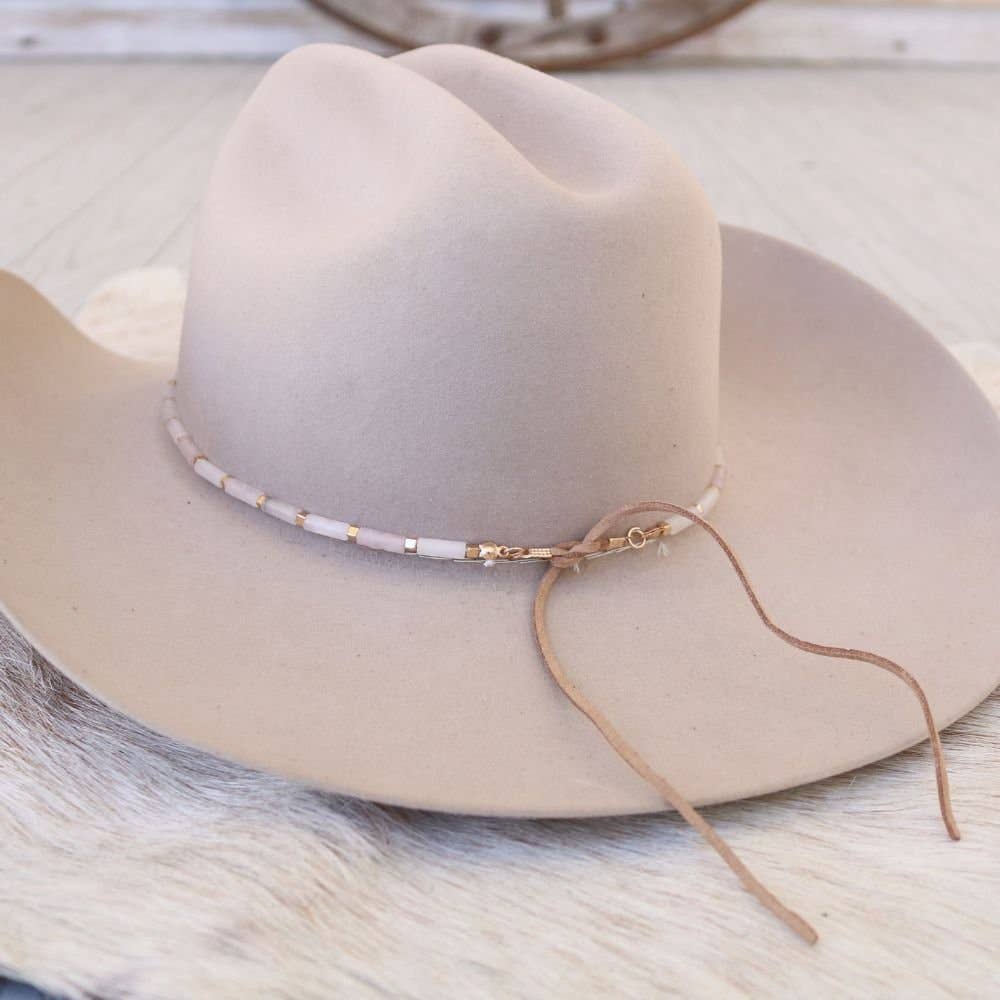 White Jade Stone Hat Band - Halo: White Stone Hat Band - Halo