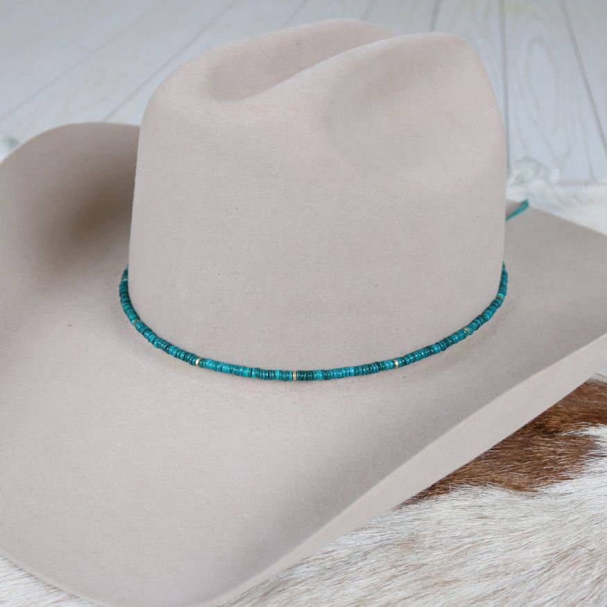Teal Shell Hat Band - Eliza: Teal Shell Chain Hat Band - Delphine