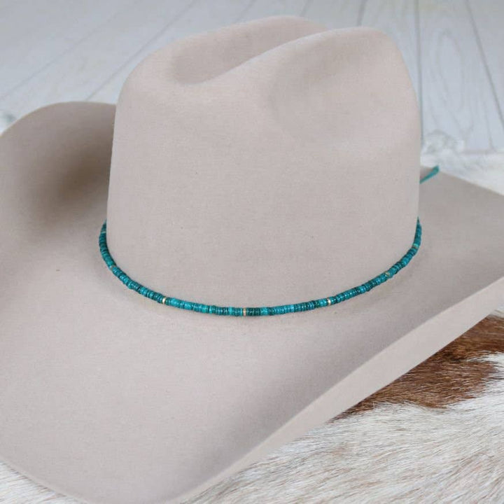 Teal Shell Hat Band - Eliza: Teal Shell Chain Hat Band - Delphine