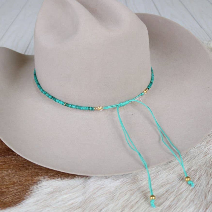 Turquoise Shell Hat Band - Willa: Turquoise Shell Chain Hat Band - Sylvie