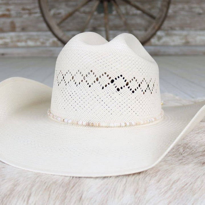 Beige Shell Hat Band - Josie: Beige Shell Chain Hat Band - Solene