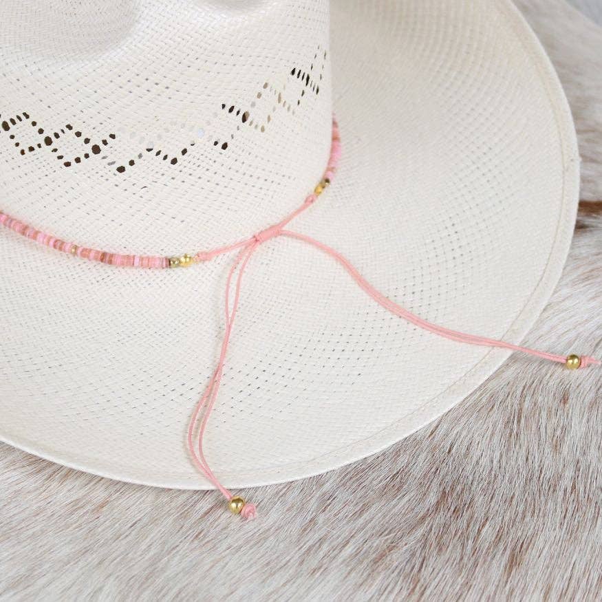 Pink Shell Hat Band - Mabel: Pink Shell Chain Hat Band - Rosalie