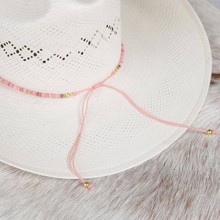 Pink Shell Hat Band - Mabel: Pink Shell Chain Hat Band - Rosalie