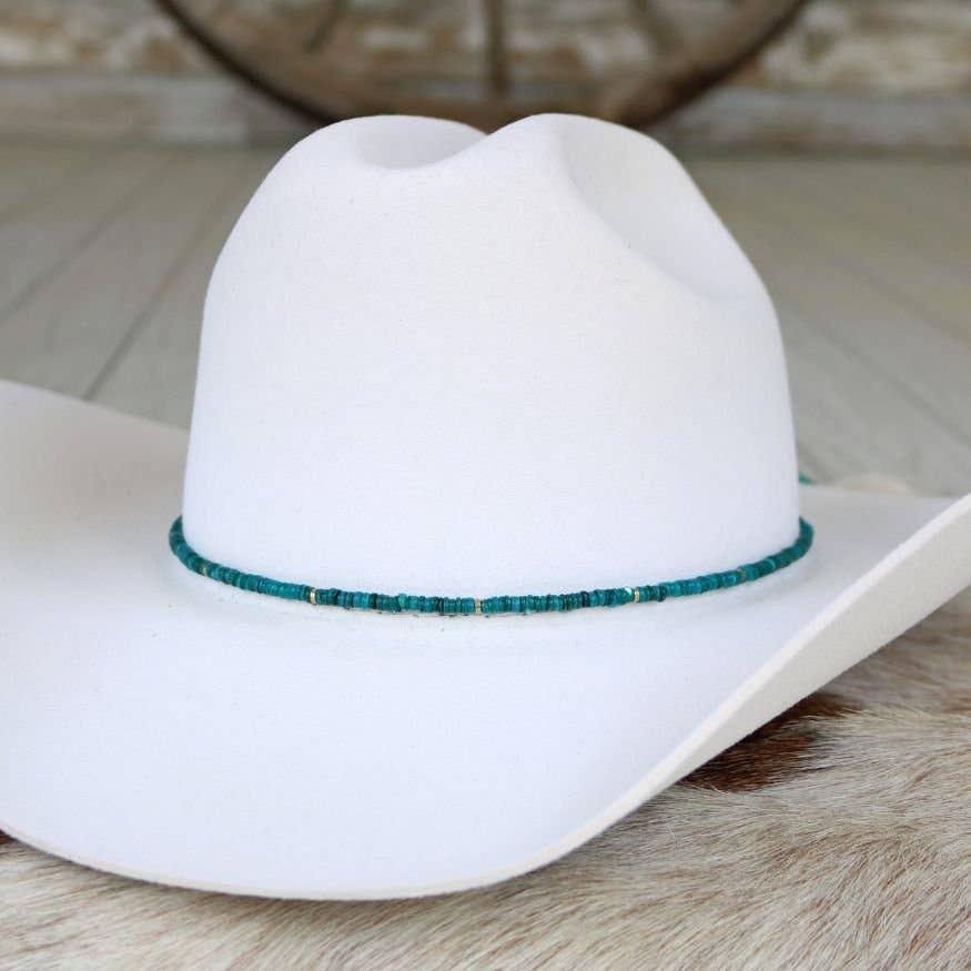 Teal Shell Hat Band - Eliza: Teal Shell Chain Hat Band - Delphine