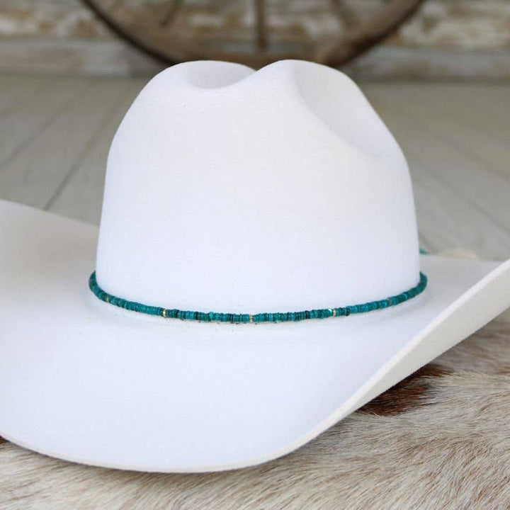Teal Shell Hat Band - Eliza: Teal Shell Chain Hat Band - Delphine