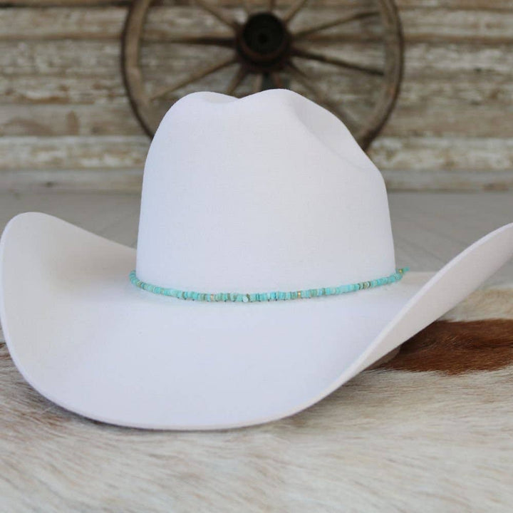 Aqua Blue Shell Hat Band - Remy: Aqua Blue Shell Hat Band - Remy