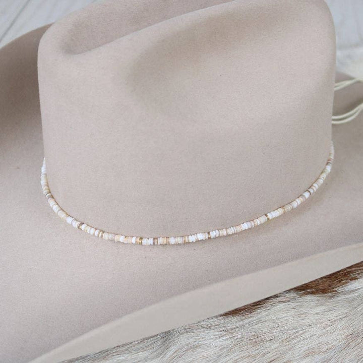 Beige Shell Hat Band - Josie: Beige Shell Chain Hat Band - Solene