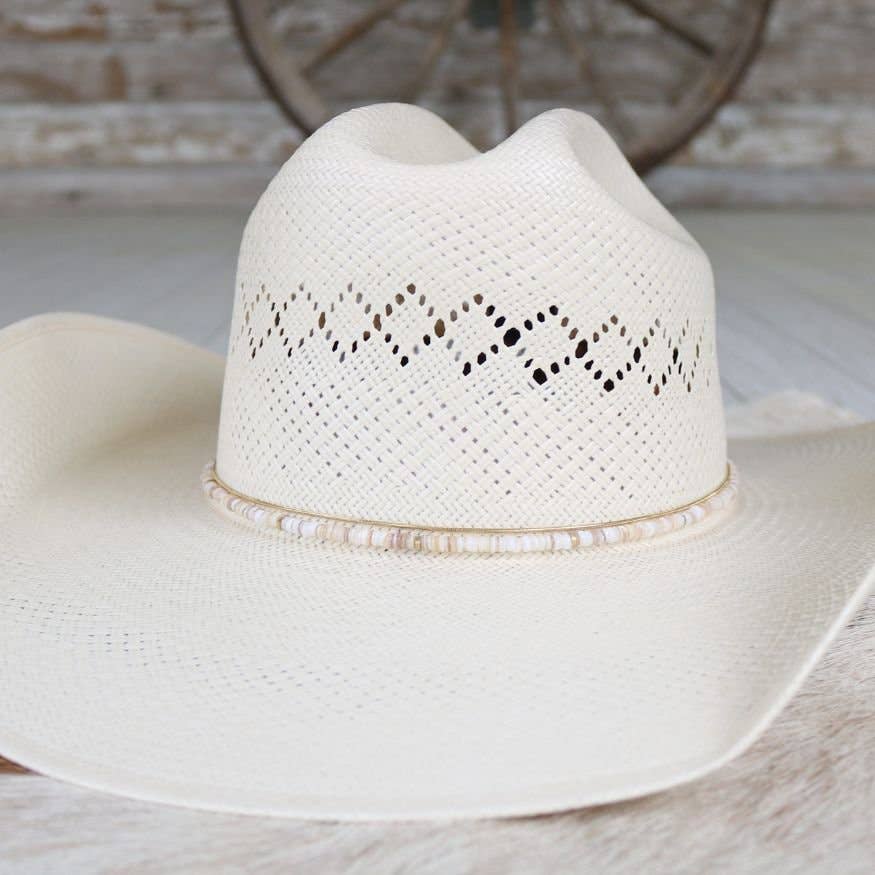 Beige Shell Hat Band - Josie: Beige Shell Chain Hat Band - Solene