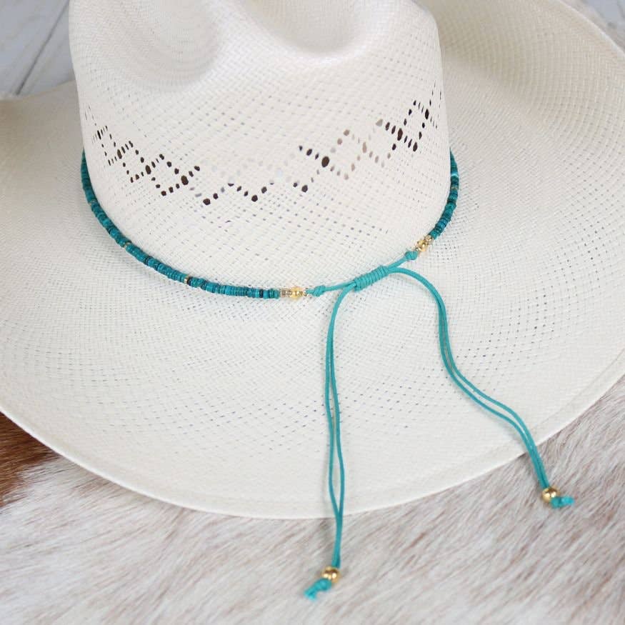 Teal Shell Hat Band - Eliza: Teal Shell Chain Hat Band - Delphine