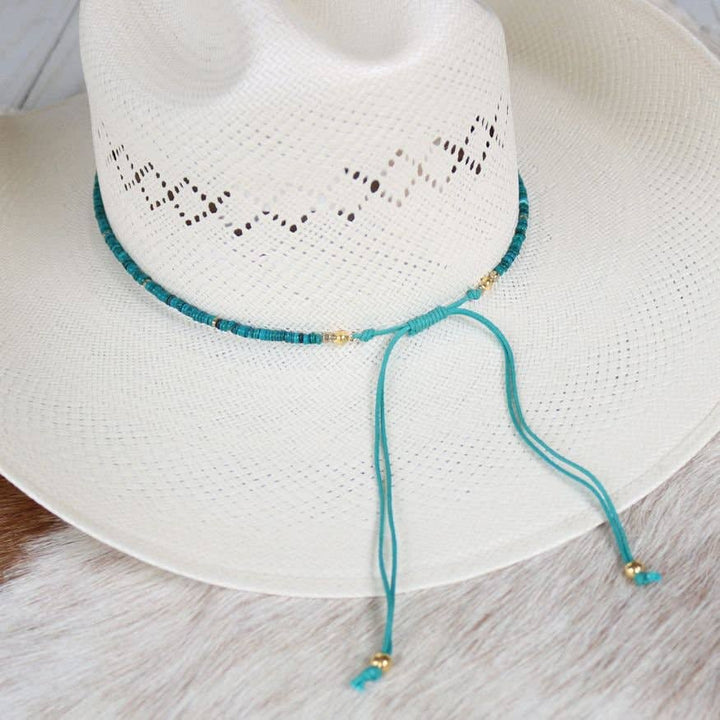 Teal Shell Hat Band - Eliza: Teal Shell Chain Hat Band - Delphine