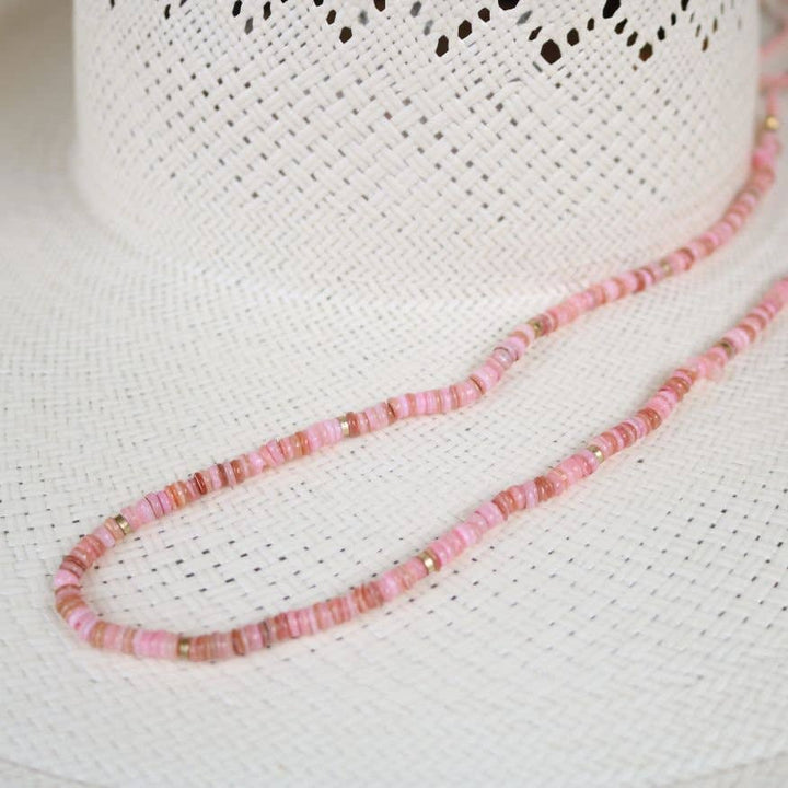 Pink Shell Hat Band - Mabel: Pink Shell Chain Hat Band - Rosalie
