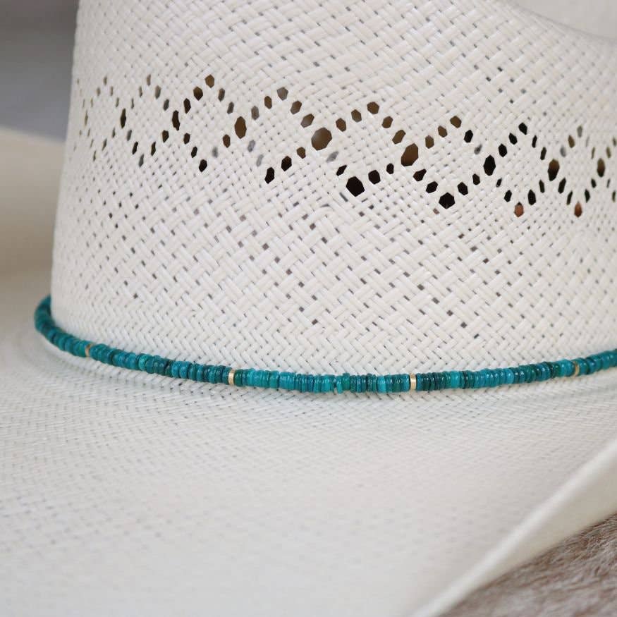 Teal Shell Hat Band - Eliza: Teal Shell Chain Hat Band - Delphine