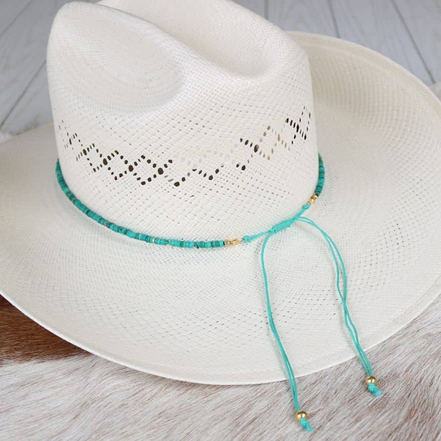 Turquoise Shell Hat Band - Willa: Turquoise Shell Chain Hat Band - Sylvie