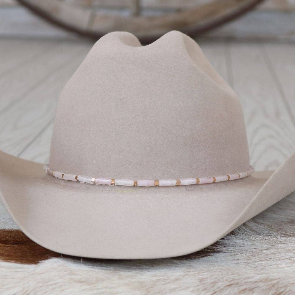 White Jade Stone Hat Band - Halo: White Stone Hat Band - Halo
