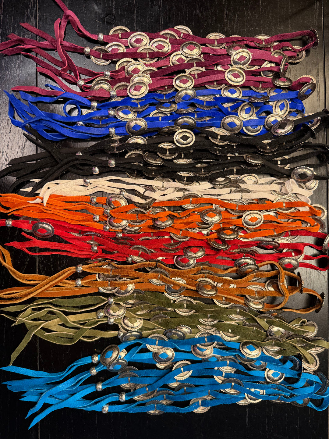 Colored Suede Concho Hat Band