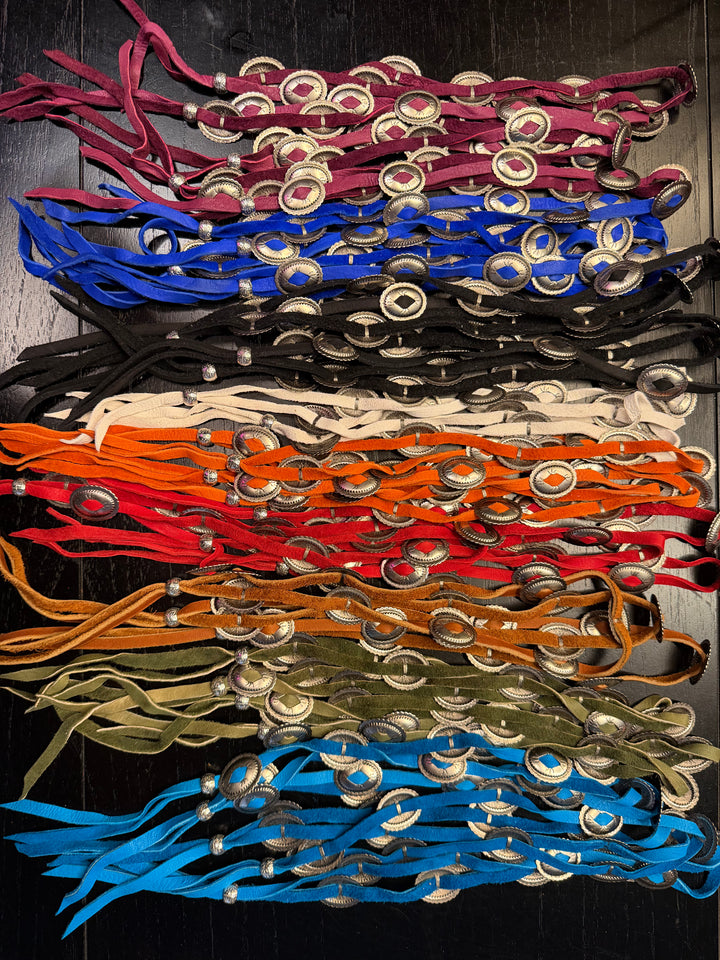 Colored Suede Concho Hat Band