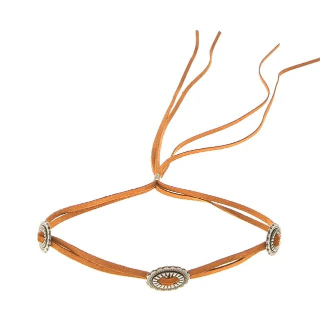 Hat Band - Suede Tie w/Conchos