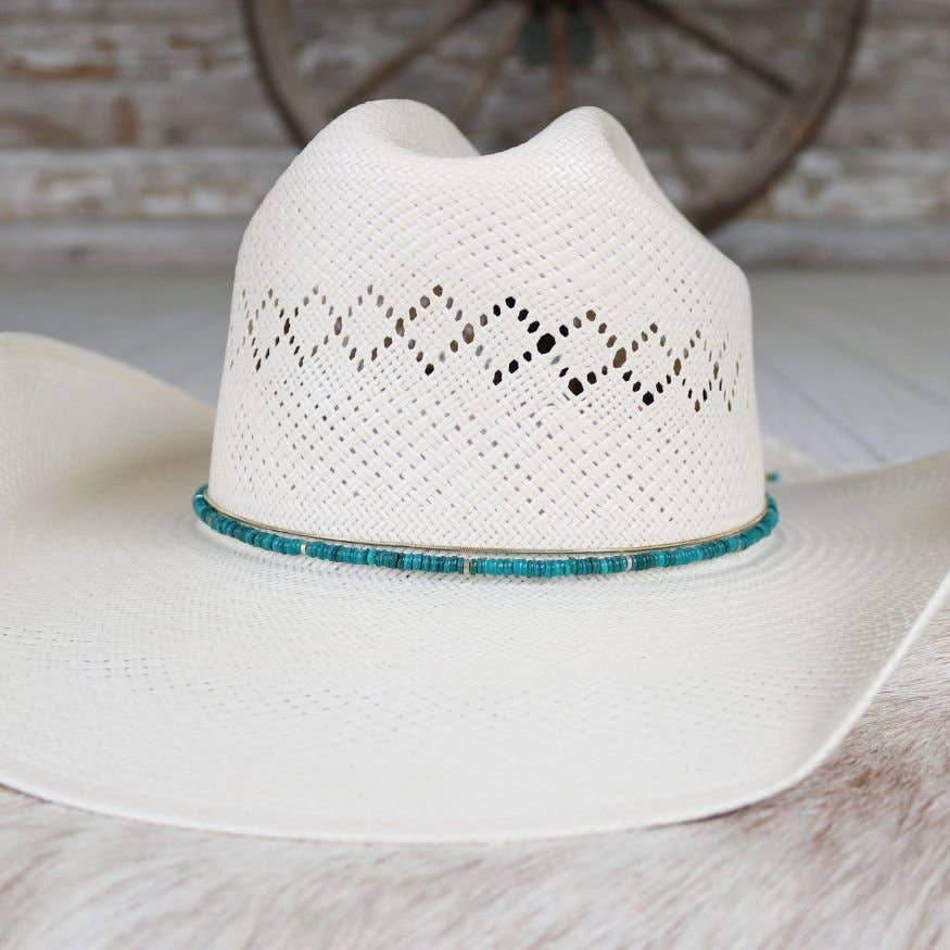Teal Shell Hat Band - Eliza: Teal Shell Chain Hat Band - Delphine