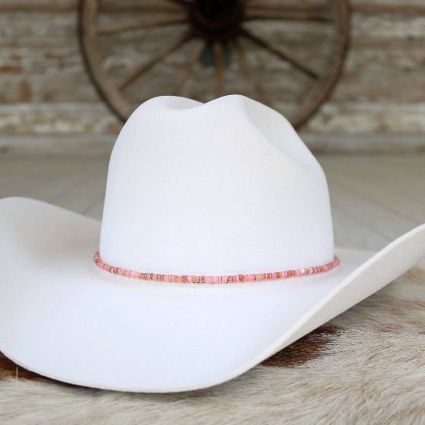 Pink Shell Hat Band - Mabel: Pink Shell Chain Hat Band - Rosalie