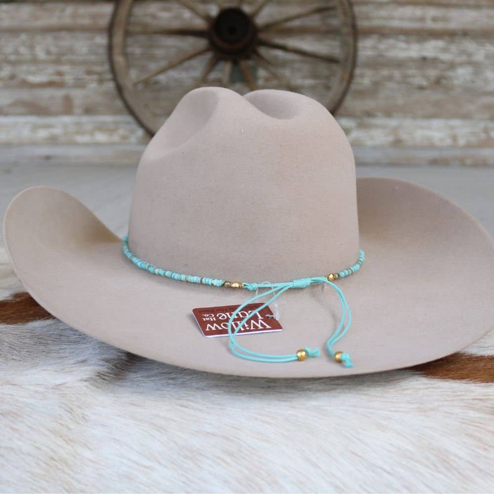 Aqua Blue Shell Hat Band - Remy: Aqua Blue Shell Hat Band - Remy