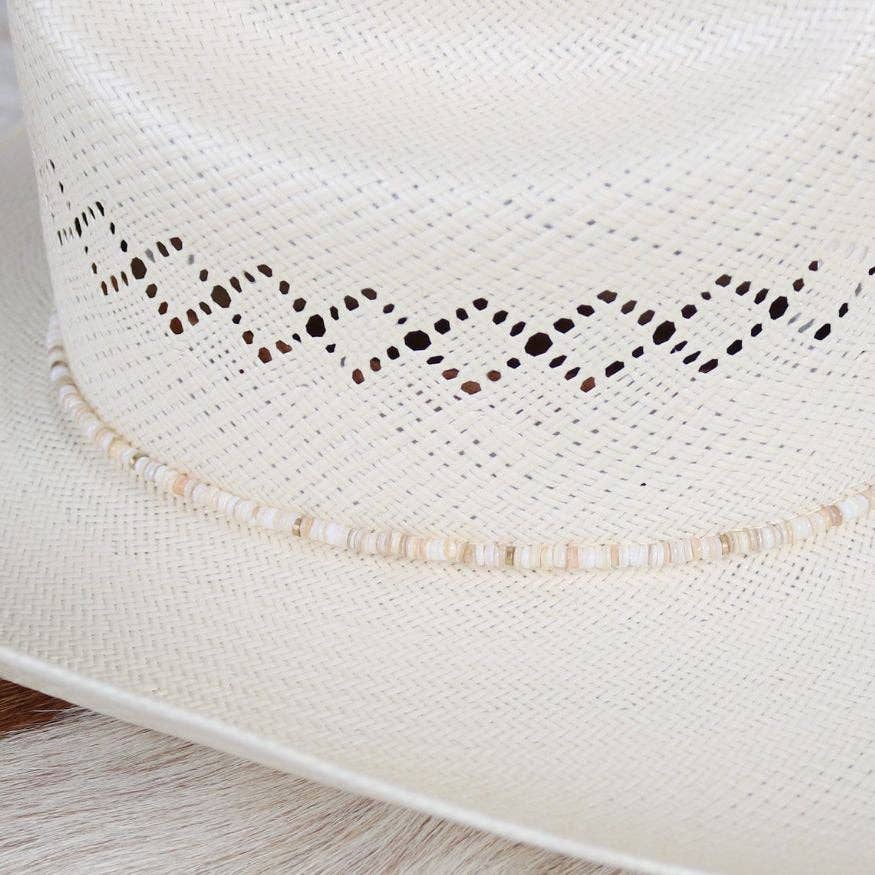 Beige Shell Hat Band - Josie: Beige Shell Chain Hat Band - Solene