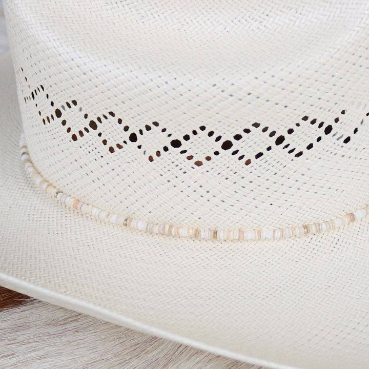 Beige Shell Hat Band - Josie: Beige Shell Chain Hat Band - Solene