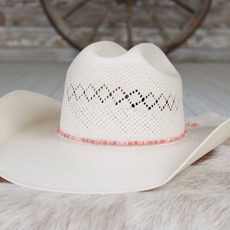 Pink Shell Hat Band - Mabel: Pink Shell Chain Hat Band - Rosalie