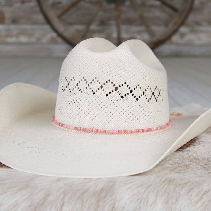 Pink Shell Hat Band - Mabel: Pink Shell Chain Hat Band - Rosalie
