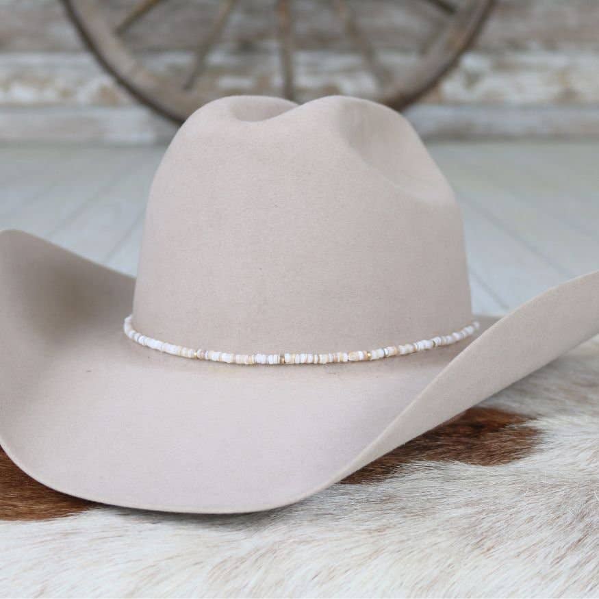 Beige Shell Hat Band - Josie: Beige Shell Chain Hat Band - Solene