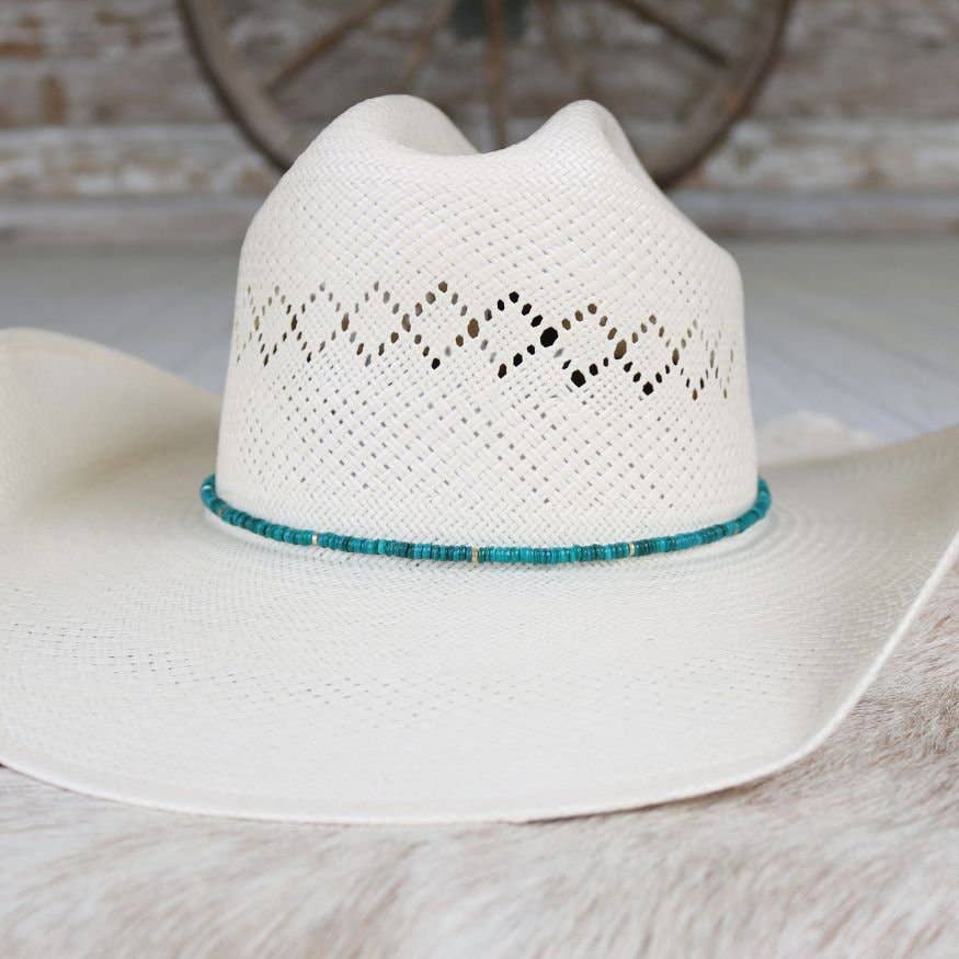 Teal Shell Hat Band - Eliza: Teal Shell Chain Hat Band - Delphine