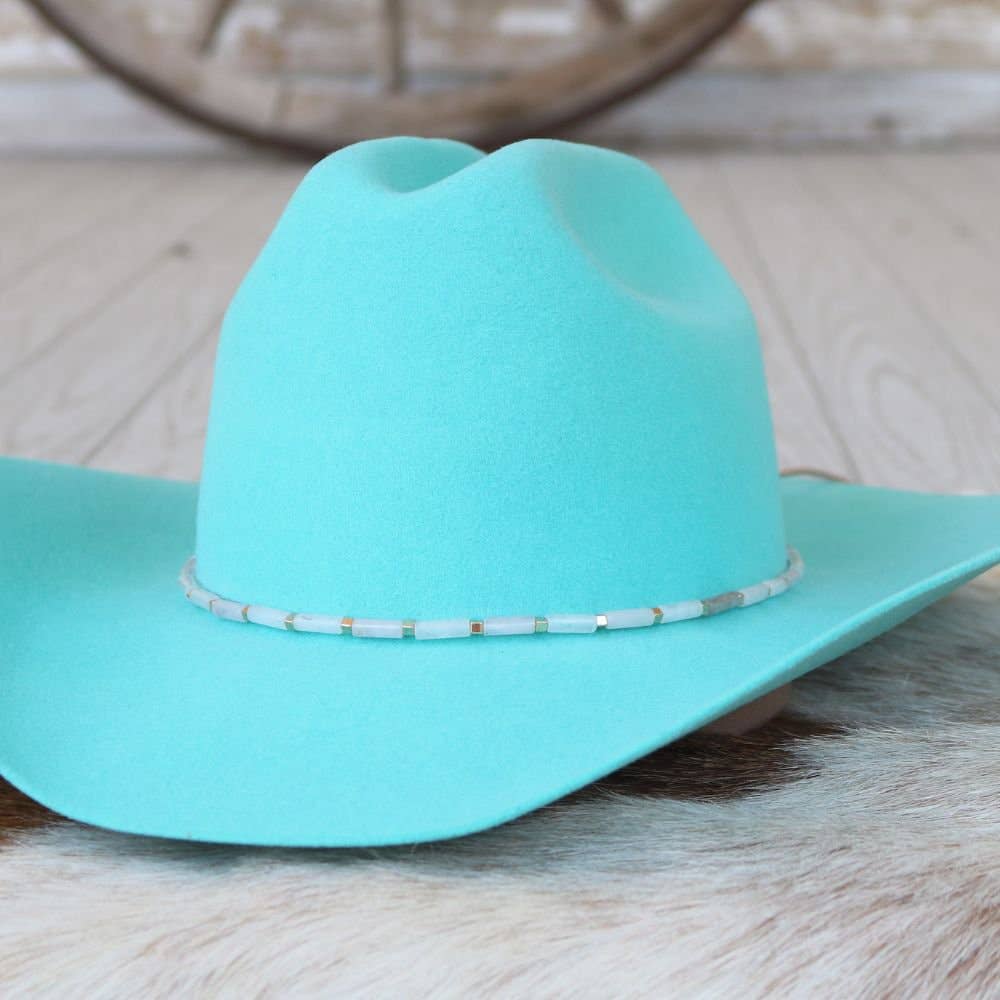 White Jade Stone Hat Band - Halo: White Stone Hat Band - Halo