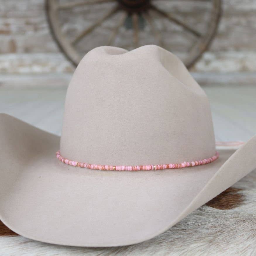 Pink Shell Hat Band - Mabel: Pink Shell Chain Hat Band - Rosalie